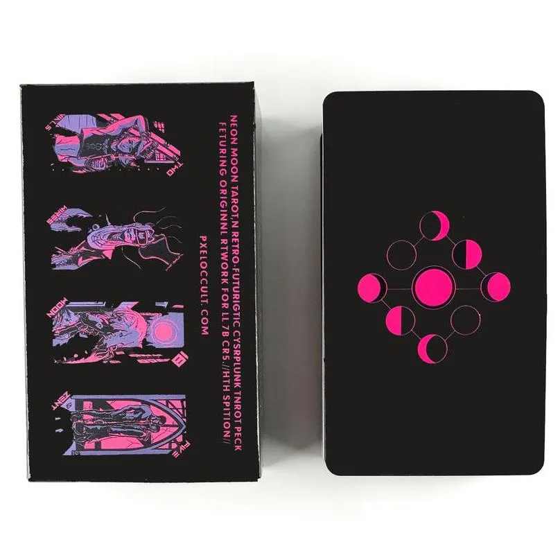 neon moon deck pocket size with tuck box cards for fate divination board game and a variety of tarot options 220725