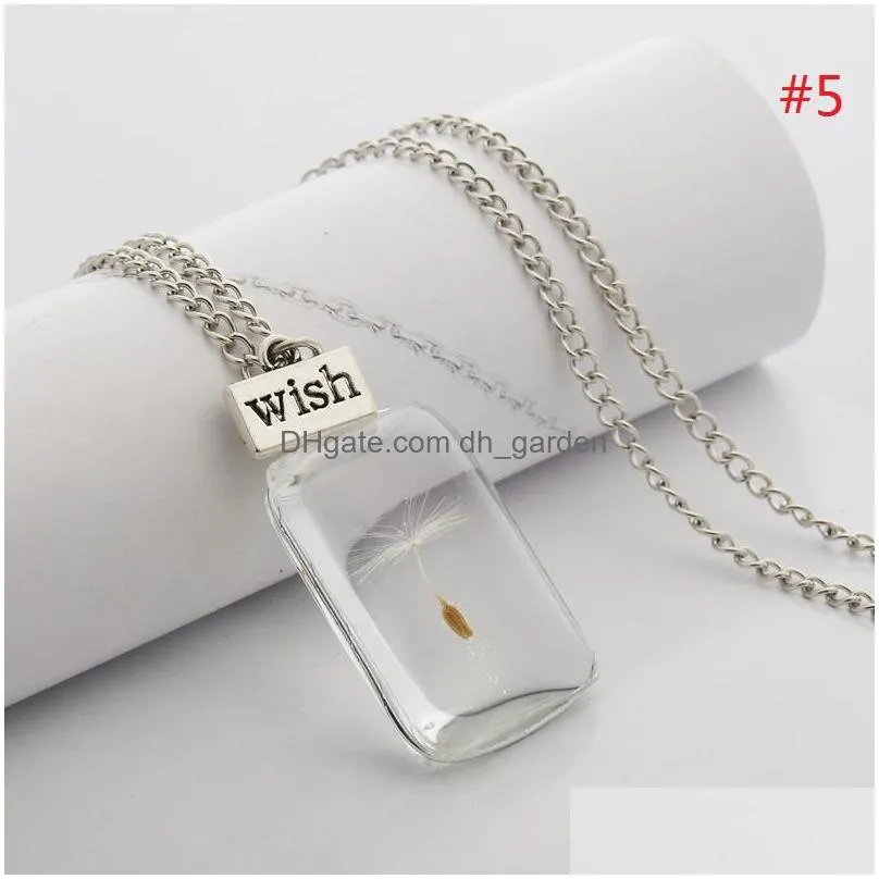 wish crystal necklace real dandelion pendants necklace glass round silver chain wish choker for women gifts