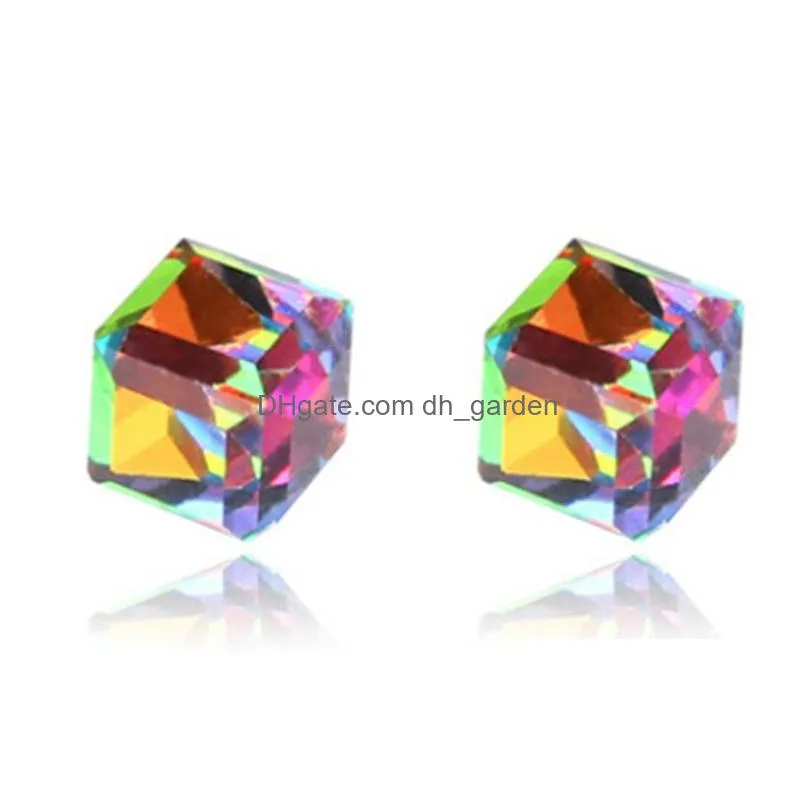 slimming earrings zircon cube magnetic stud for women men water cube shape health lose weight ear stud jewelry