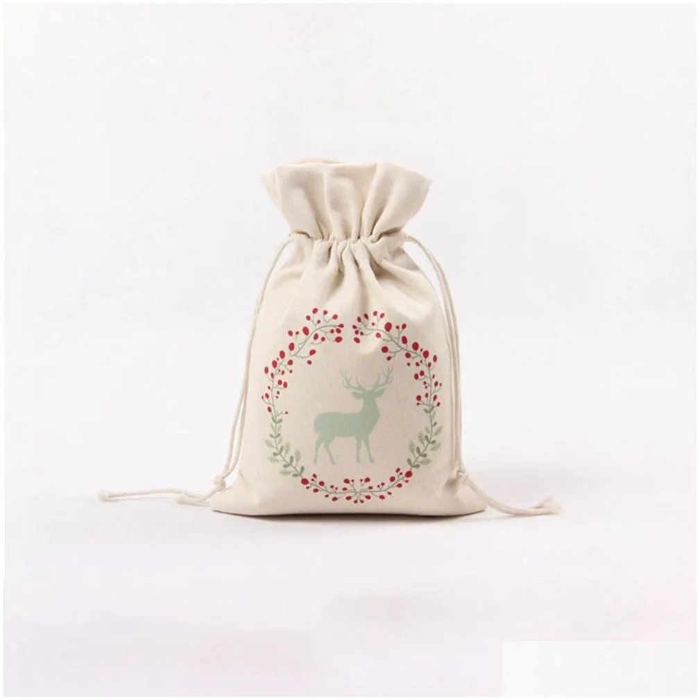 Christmas Decorations Adeeing Christmas Series Pattern Candy Bag Dstring Container For Xmas Home Party Decoration Kids Gift Drop Deliv Dhvnk