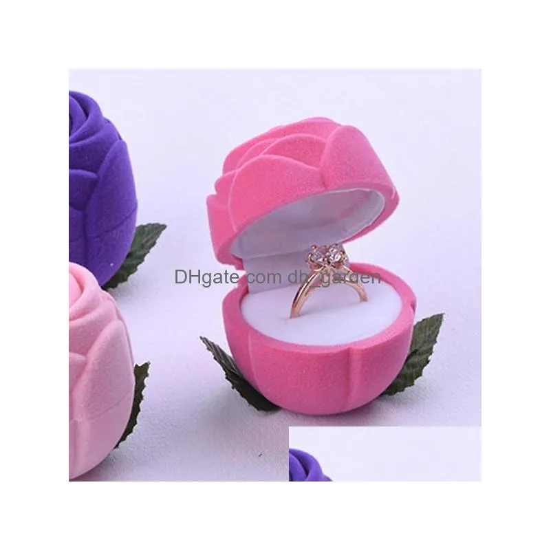 rose velvet jewelry box rose ring box fashion creative earrings storage box jewelry case for girls