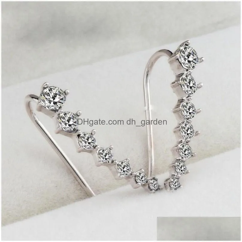 diamond clip cuff earrings white / rose gold plated dipper hook stud earrings jewelry for women earring