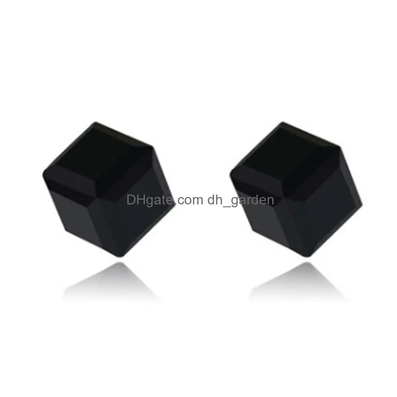 slimming earrings zircon cube magnetic stud for women men water cube shape health lose weight ear stud jewelry