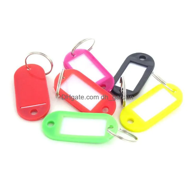mix color plastic keychain key tags id label name tags with split ring for baggage key chains key rings