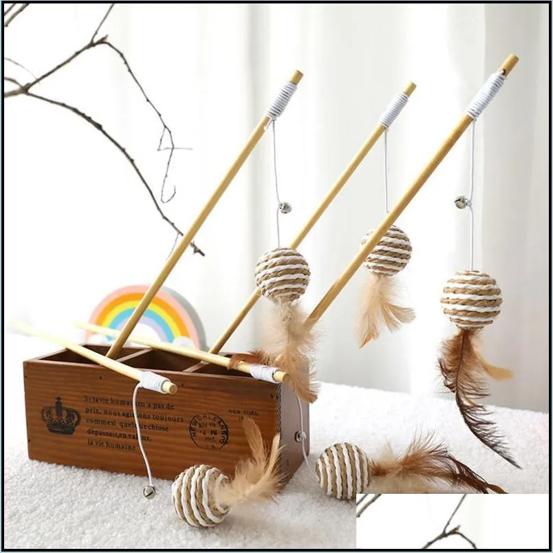cat toys funny stick interactive kitten wood wand feather bell fish rat doll catcher teaser exercise for indoor animal