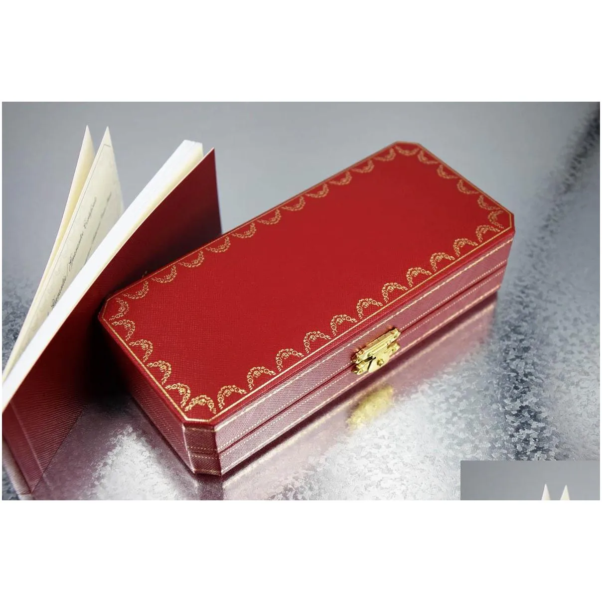 2 styles high quality office school stationery top grade red and golden trim lockable luxury gift pen box with the warranty manual