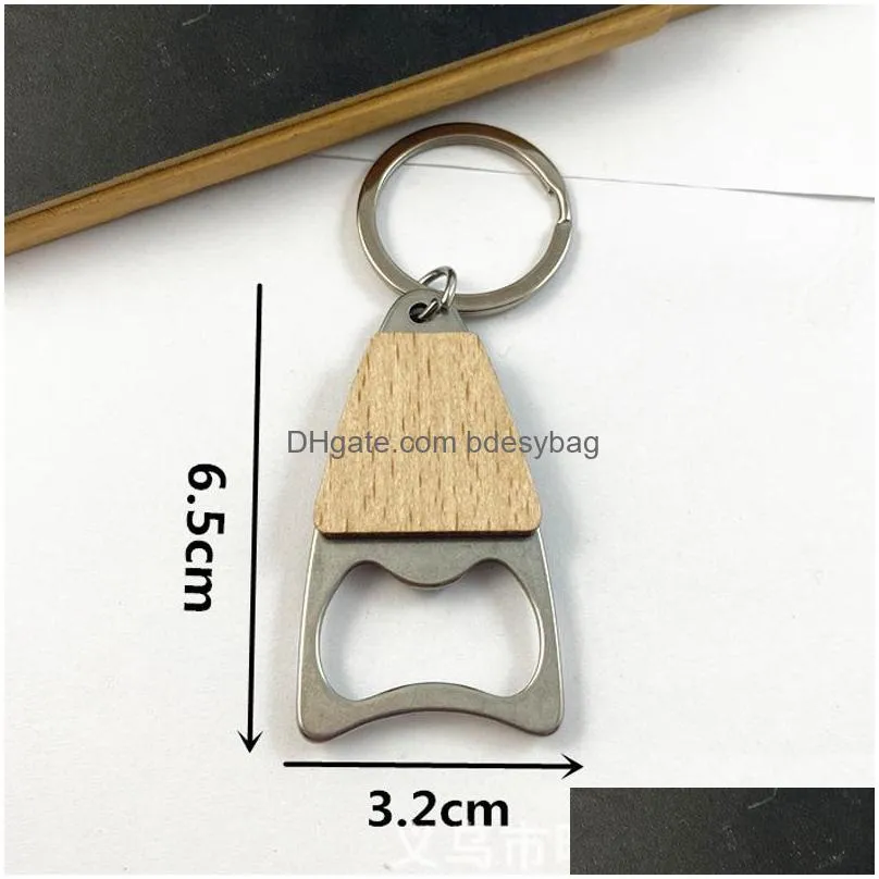portable small bottle opener with wood handle wine beer soda glass cap bottle opener key chain for home kitchen bar lx4078