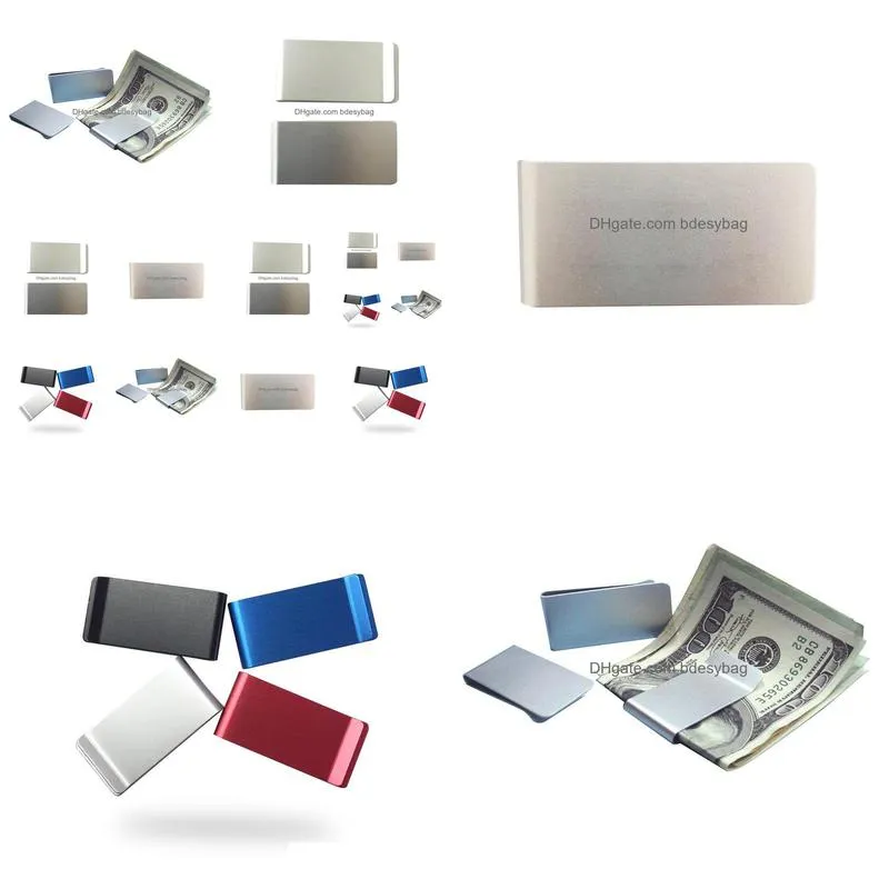 fashion mens aluminum mini cash money clip slim wallet purse id credit card holder multi color accessories za5779