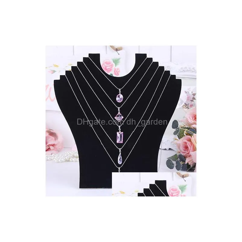 unique design fashion style easel black necklace bust display holder stand velvet jewelry pendant chain display