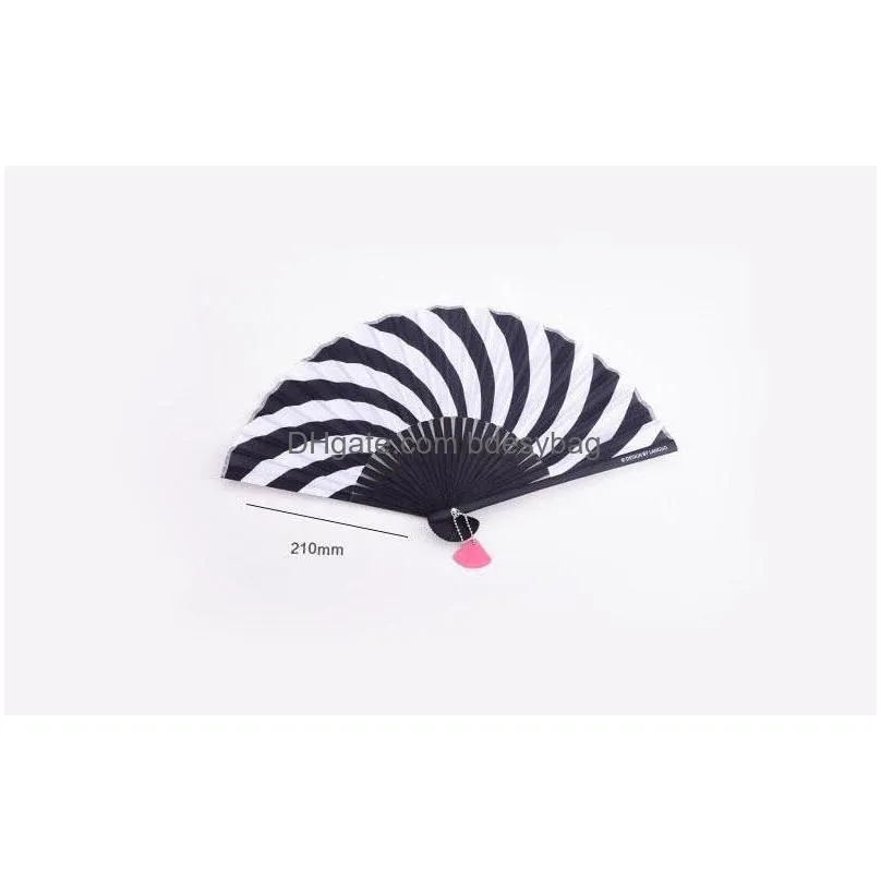 creative black and white plastic folding cloth fan geometric figure hand fans summer accesory for childrens gift party flavor za2846