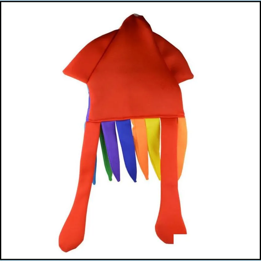 rainbow octopus hat party colorful squid cap halloween cosplay sea animal costume funny crazy headwear accessories