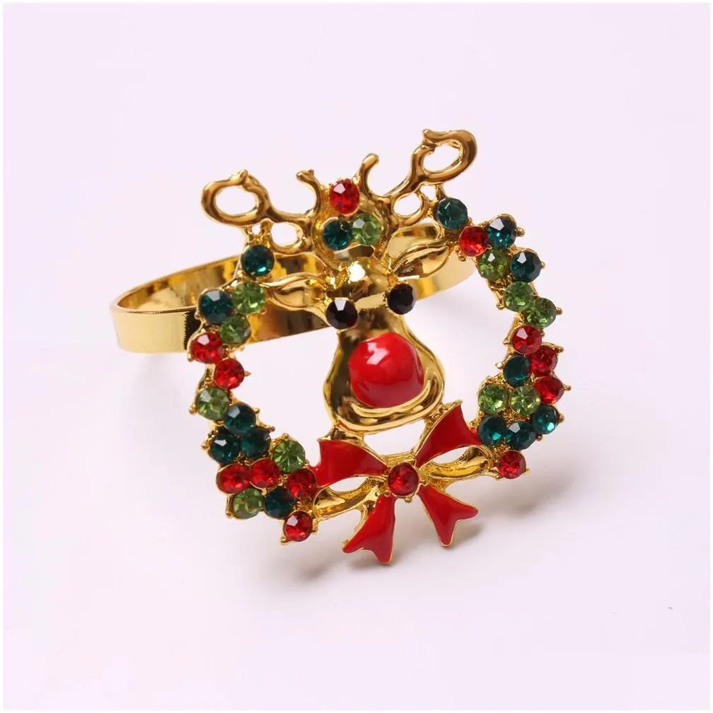 6pcs Christmas reindeer napkin buckle upscale restaurant hotel table set Santa napkin ring napkin ring 201124