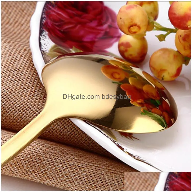 golden tea spoon stainless steel mini gold coffee spoon for milk tea small dinnerware tableware kitchen dining tools lx0090