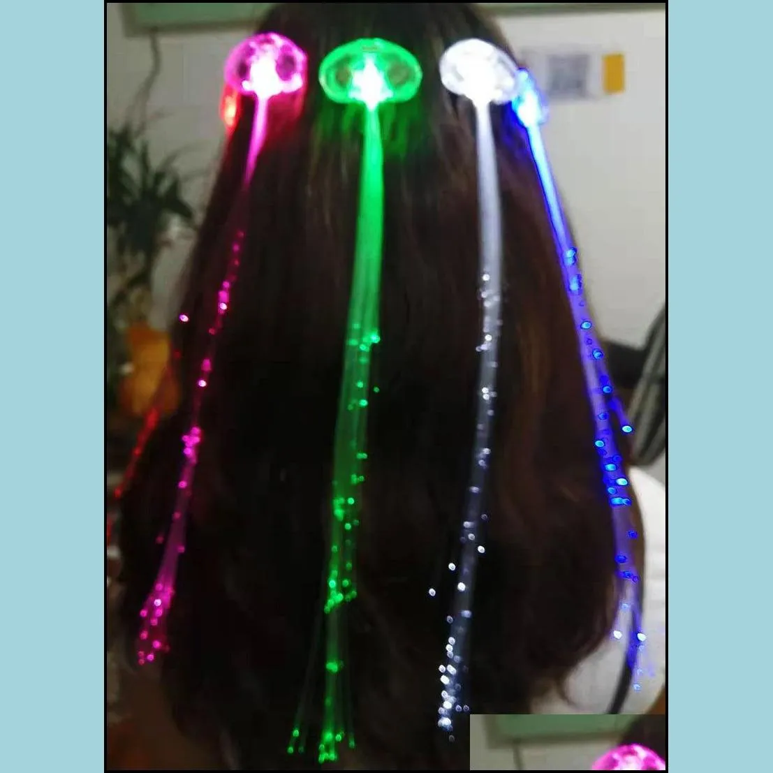 led flower crown wreath headband hairpin party supplies glowing luminous fiber optic braid hairclip barrettes headpiece headdress christmas halloween