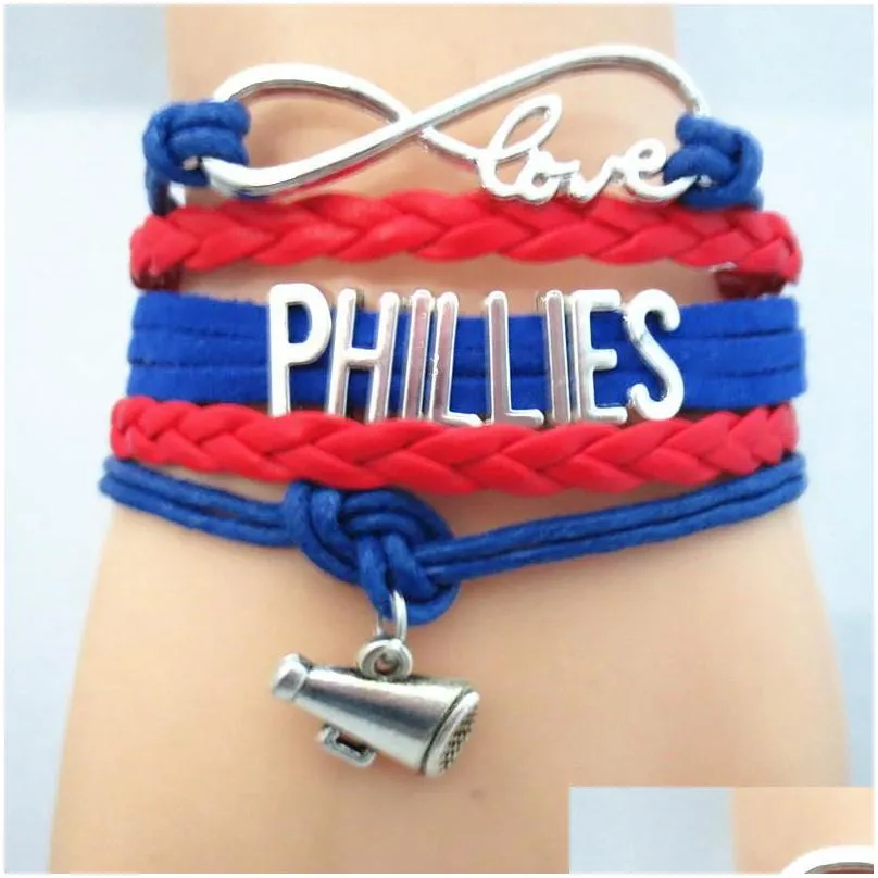 infinity love phillies baseball sports team bracelet sports friendship bracelets b09361