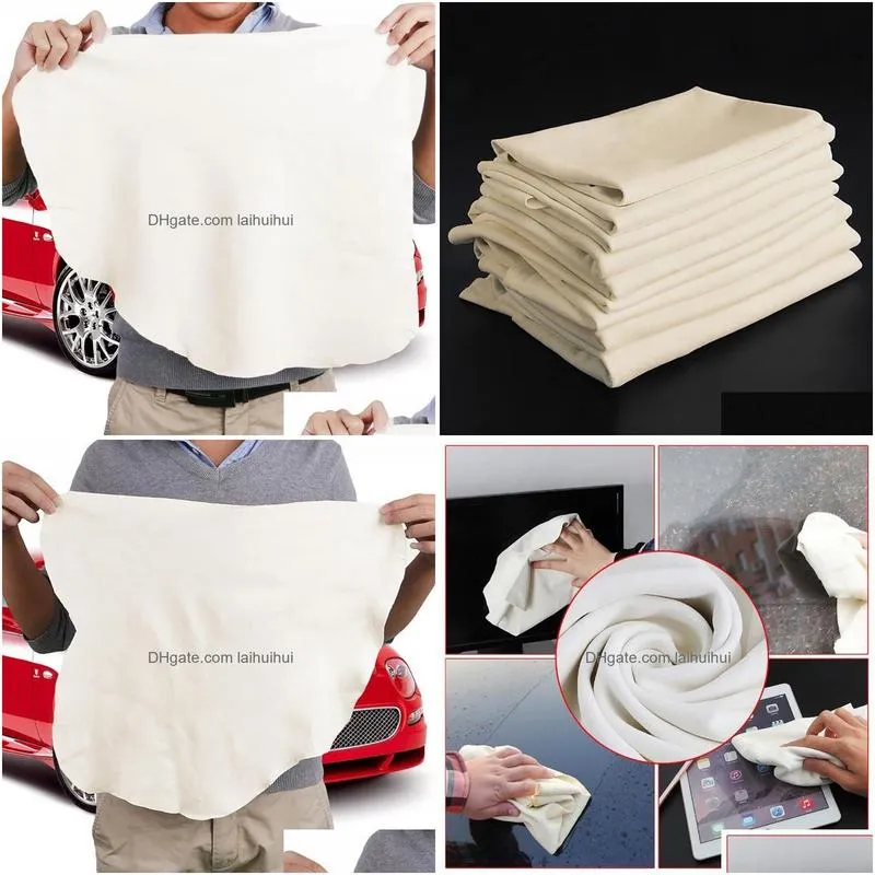 45x60cm auto care natural chamois leather car cleaning cloth leather wash suede absorbent quick dry towel streak lint 