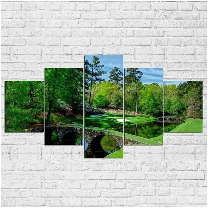 Paintings Paintings Augusta Masters Golf Course 5 Pcs Canvas Picture Print Wall Art Painting Decor For Living Room Poster No Framedpai Dh3Ex