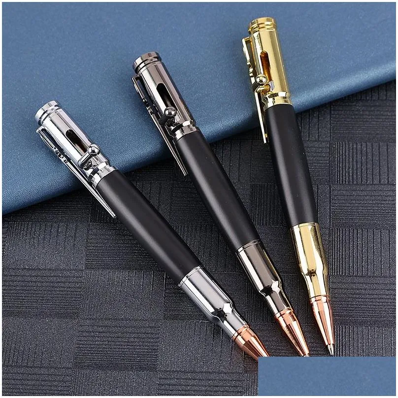 diy gun metal bolt action pen antique solid brass bullet rifle clip ball pens personalized logo man cool gifts