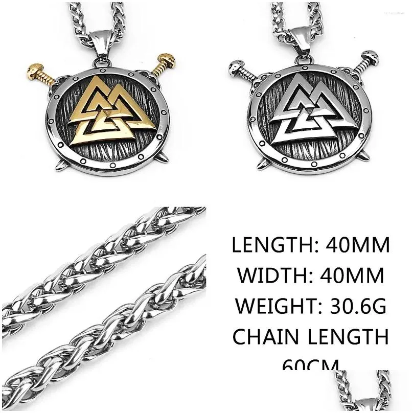 pendant necklaces  odin amulet rune triangle mens fashion stainless steel necklace