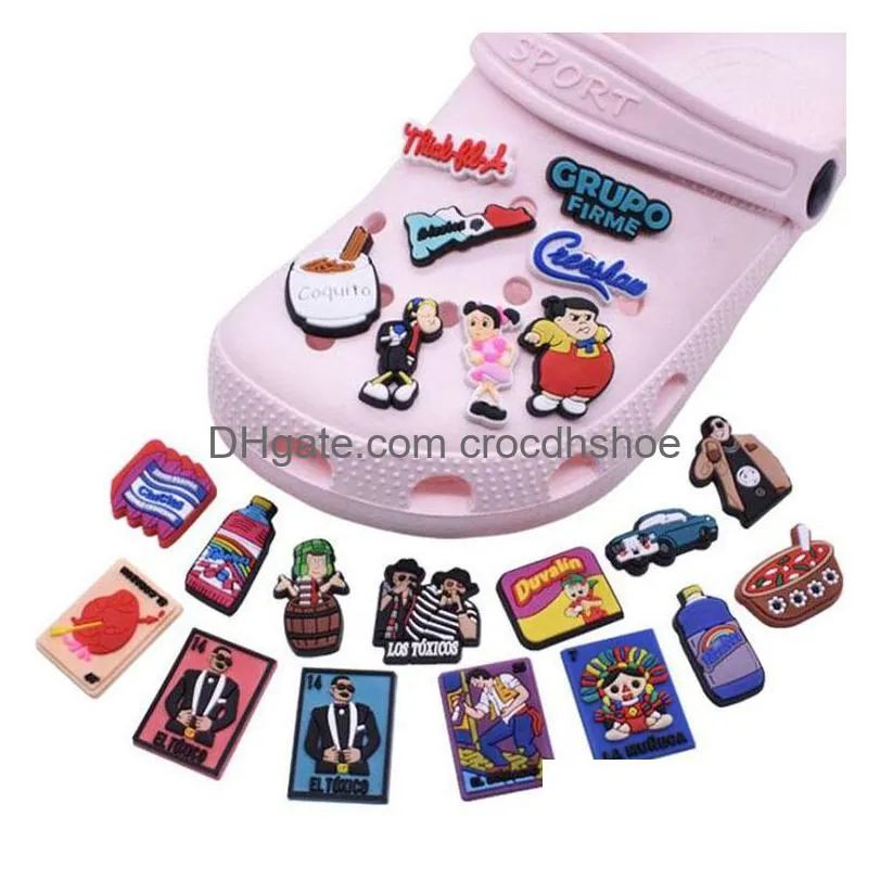 100 styles mexican random different pvc shoe charms for shoe and bracelet with holes party gift