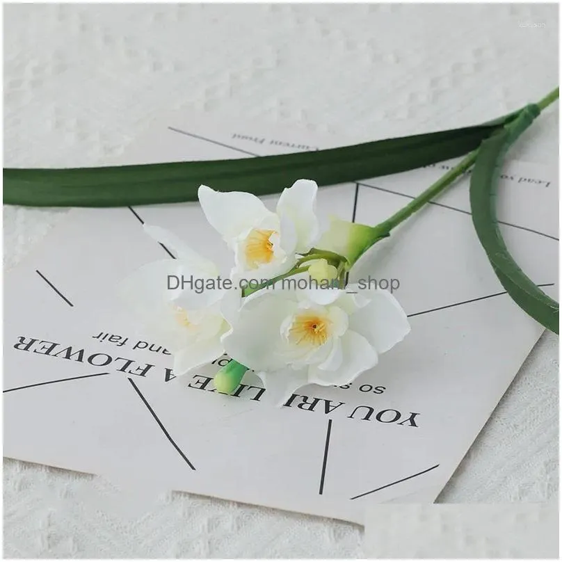 decorative flowers simulation flower single branch daffodil nordic small  indoor table decoration silk material pastoral natural