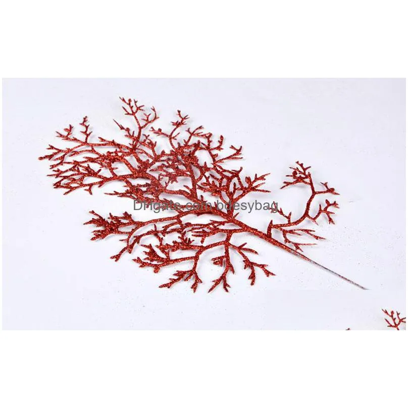 christmas tree halle leaves accessories gold silver artificial branches metasequoia sequoia home party decoration shipping za5336