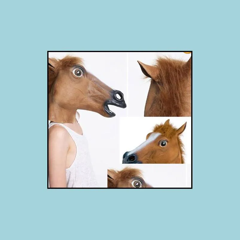 horse head mask realistic and creepy halloween costume novelty latex rubber animal horse halloween mask 1pcs/lot