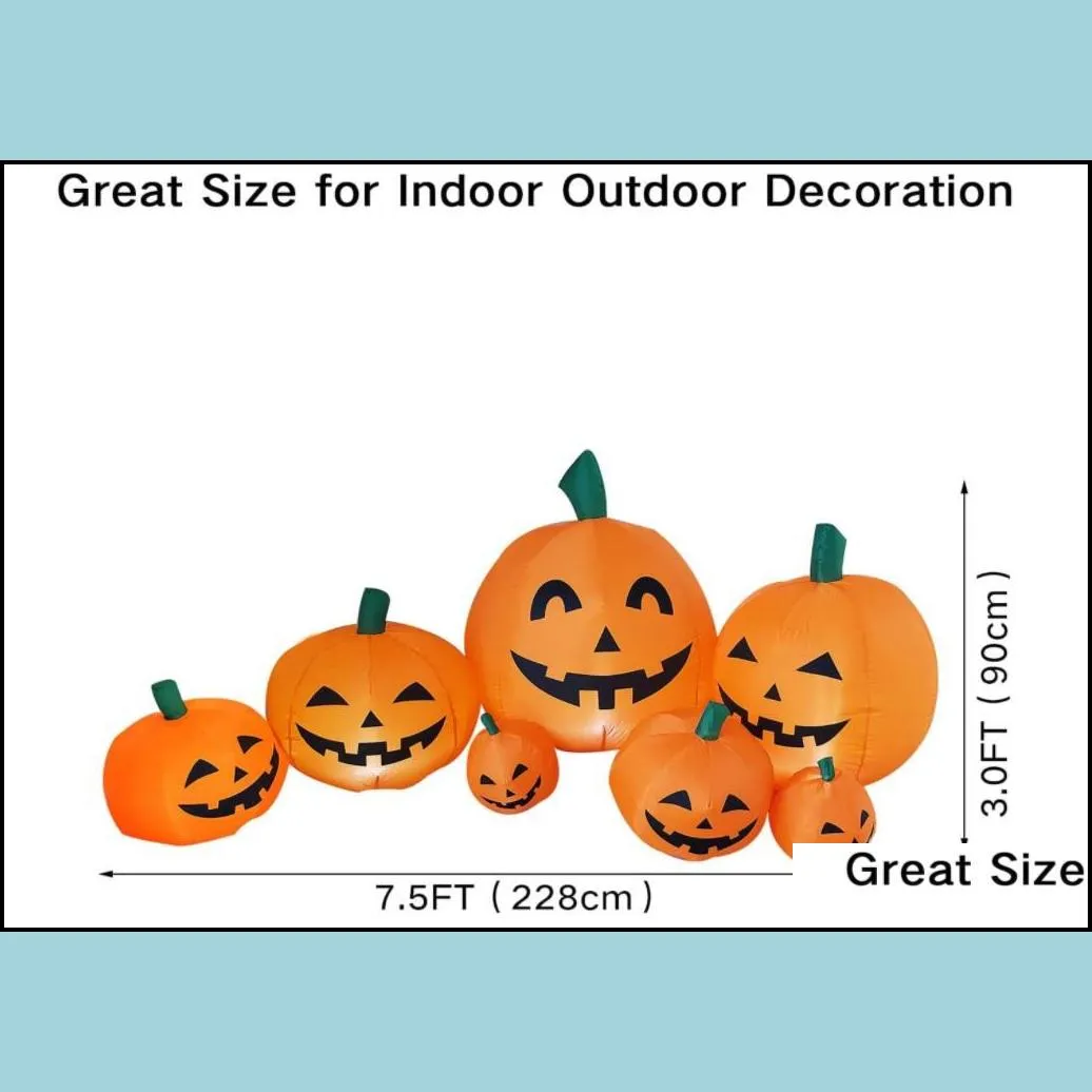halloween inflatables pumpkin outdoor decoration with buildin leds blow up party festive yard garden lawn decor 7.5ft long