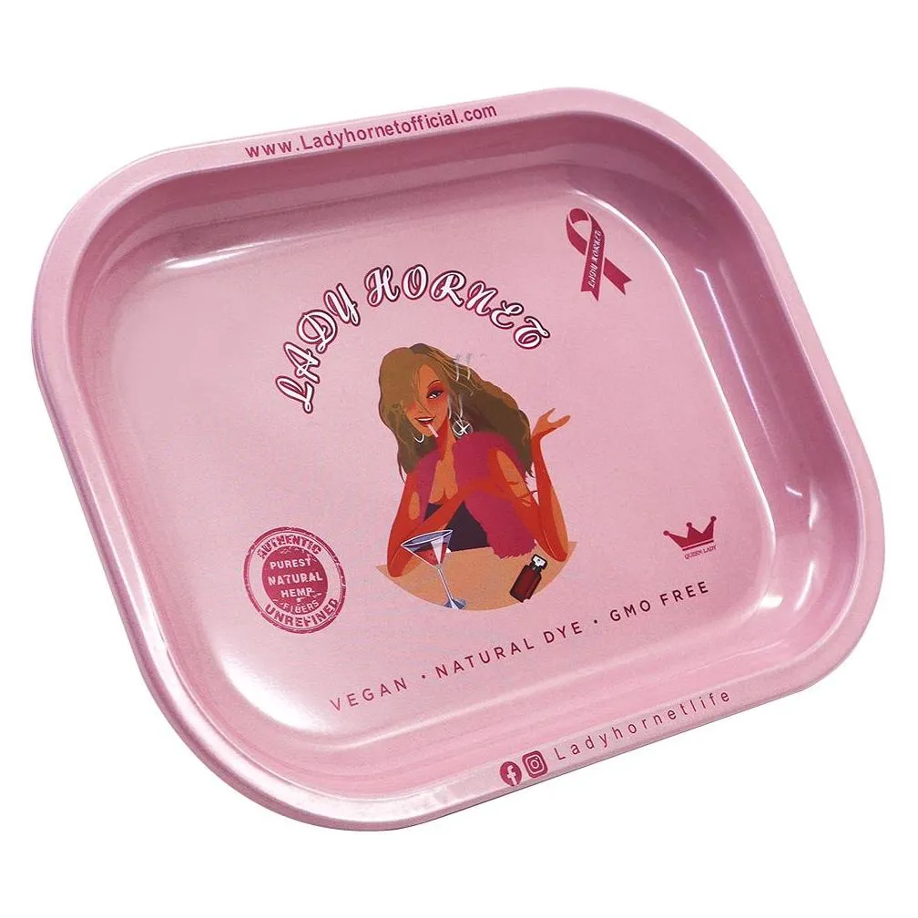 ladyhornet pink aluminum rolling trays 140x180mm matte metal smoking roll tray paper cone accessory herb tin accessoires