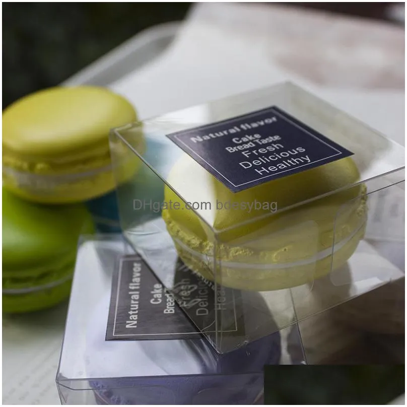 5.5cmx5.5cmx3.3cm clear plastic macaron box for 1 macarons bomboniere favors candy boxes lx0401