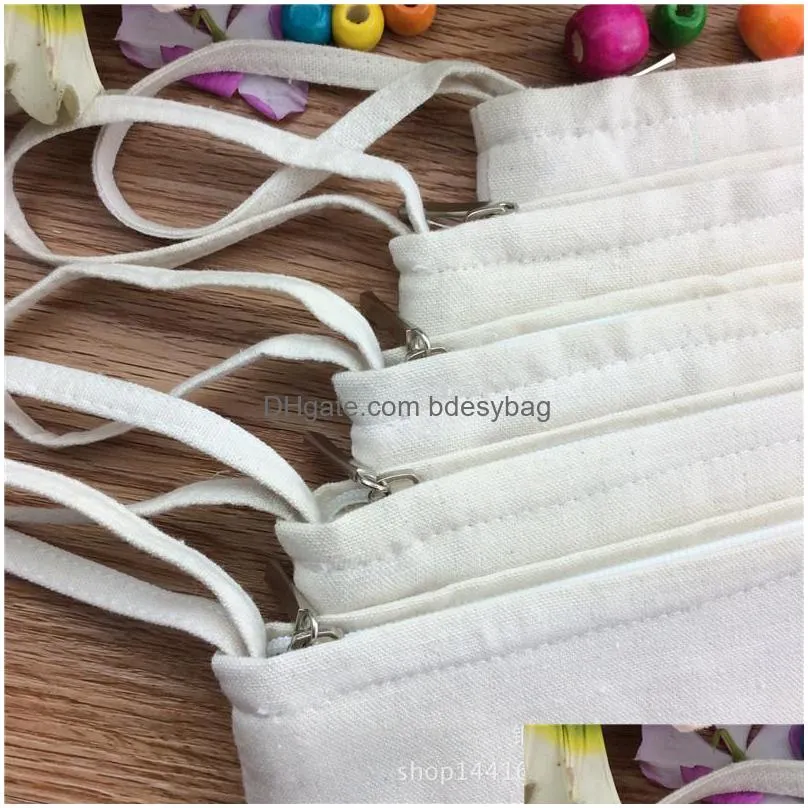 black/white/beige blank canvas zipper pencil cases pen pouches cotton cosmetic bags makeup bags mobile phone clutch bag organizer