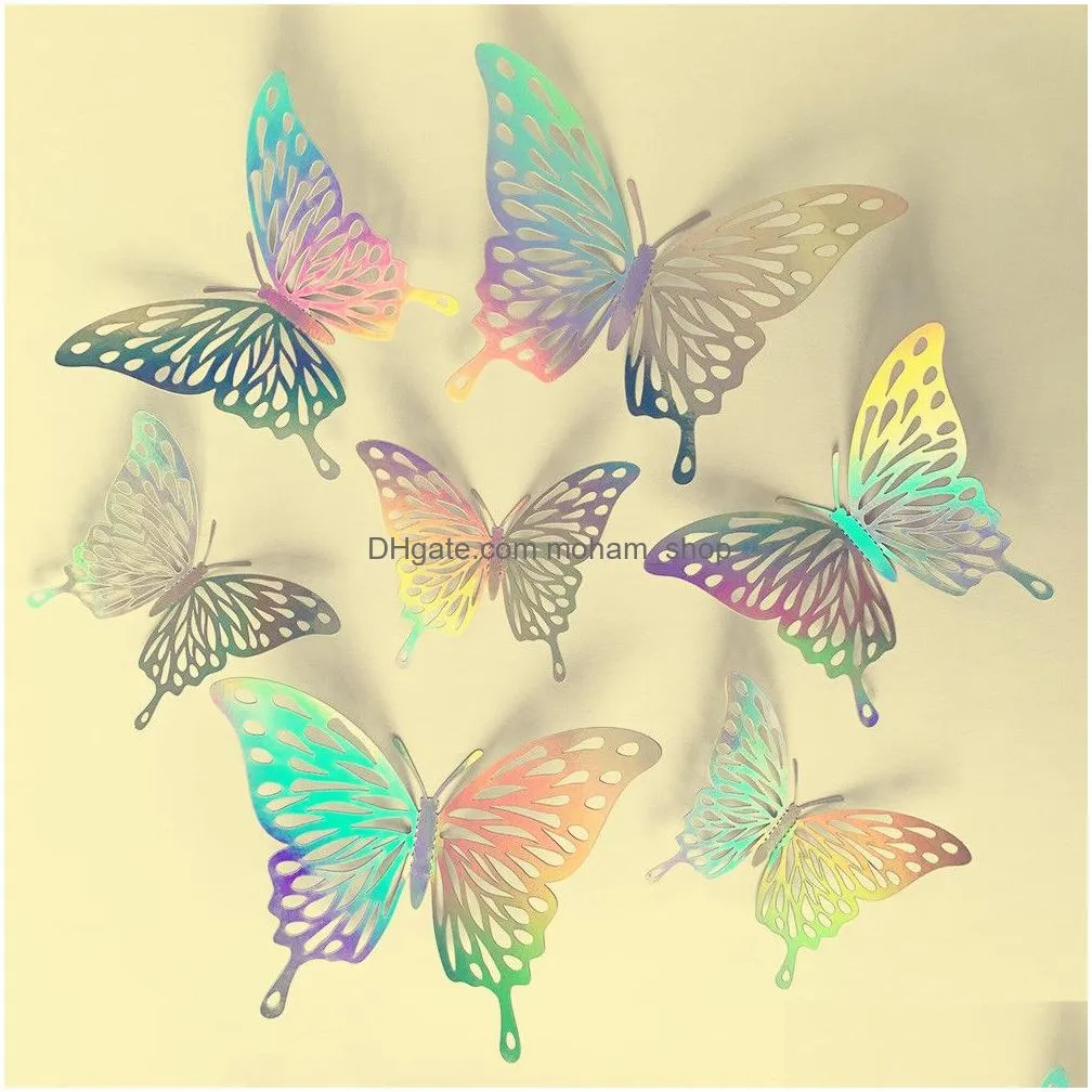 three-dimensional hollow butterfly sticker art home party wall decoration
