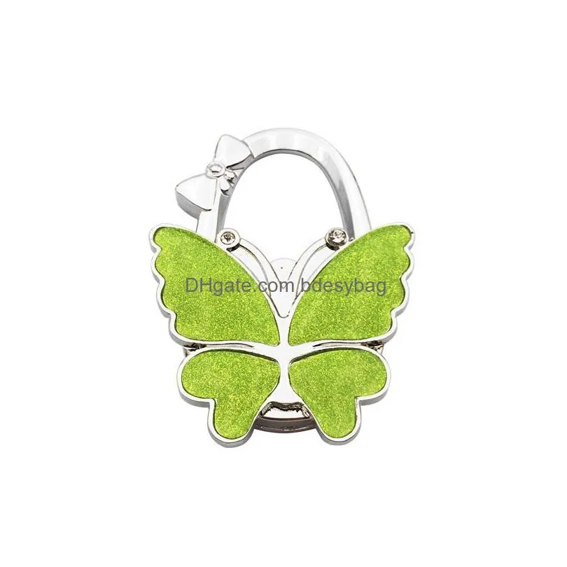 metal foldable bag purse hook bag hanger/purse hook/handbag holder shell bag folding table butterfly bling colors za5220