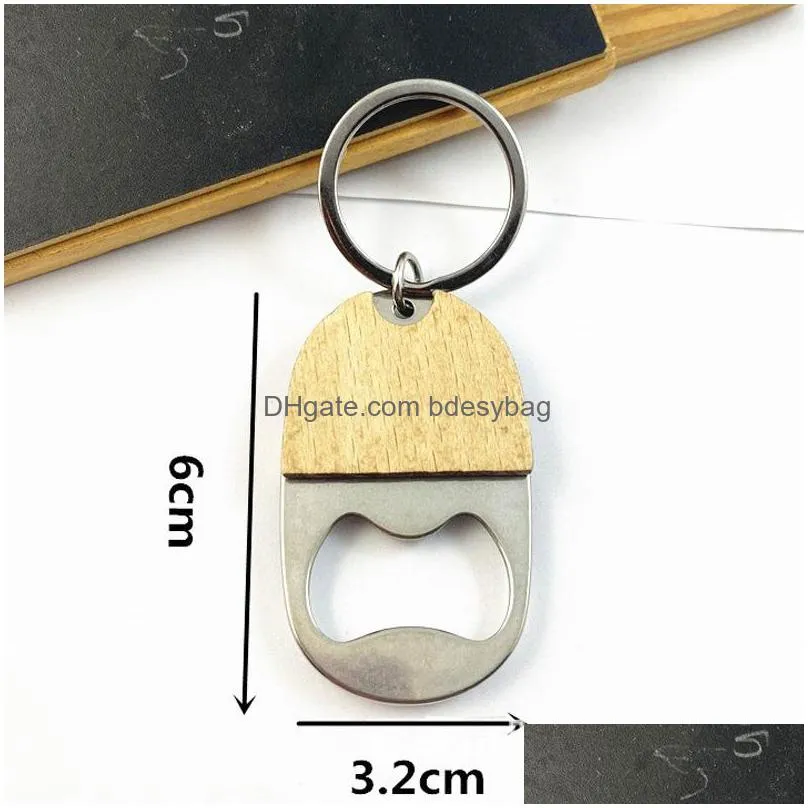 portable small bottle opener with wood handle wine beer soda glass cap bottle opener key chain for home kitchen bar lx4078