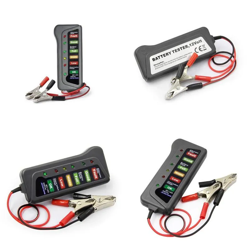 bt001 multiple functions diagnostic tool 12v auto digital battery tester alternator 6 led light for improving driving safety