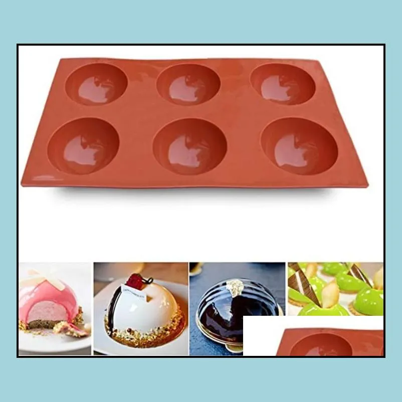 large 6 cavity silicone round molds for baking chocolate ice cube nonstick moulds jelly pudding cupcake pan tray
