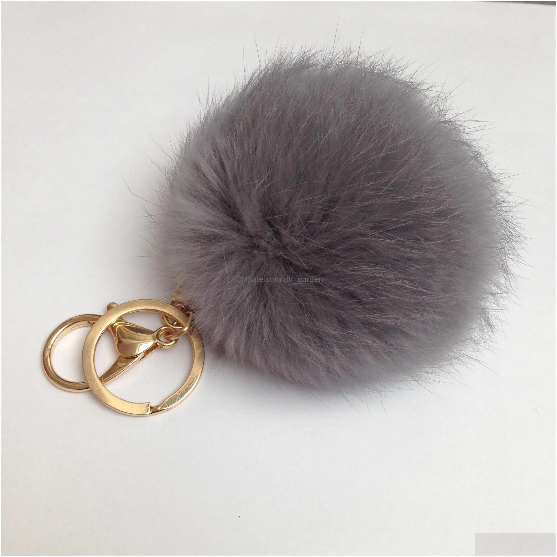 soft faux leather fur pompom keychain rabbit hair handbag keyring hotsale women new lovely car keychain