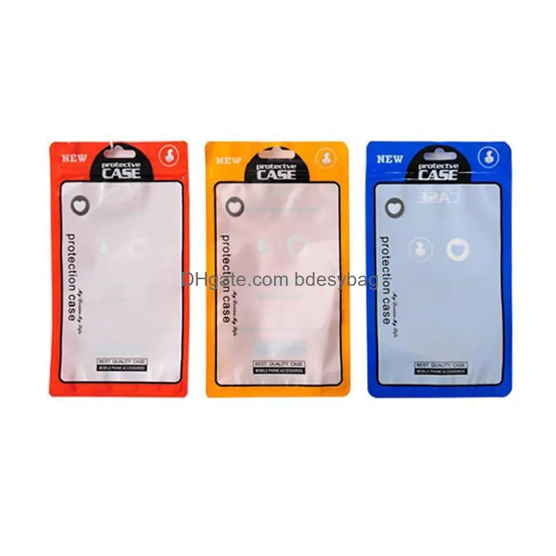1000pcs/ lot 12x21cm 4 colors plastic cell phone case bags mobile phone shell packaging zipper pack bag lx172