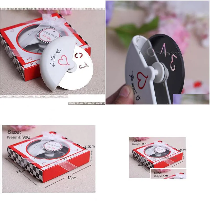 wholesale a slice of love stainless steel love pizza cutter in miniature pizza box wedding favors and gifts for guest wa2024