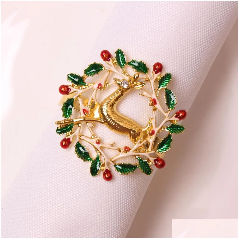 6pcs Christmas reindeer napkin buckle upscale restaurant hotel table set Santa napkin ring napkin ring 201124