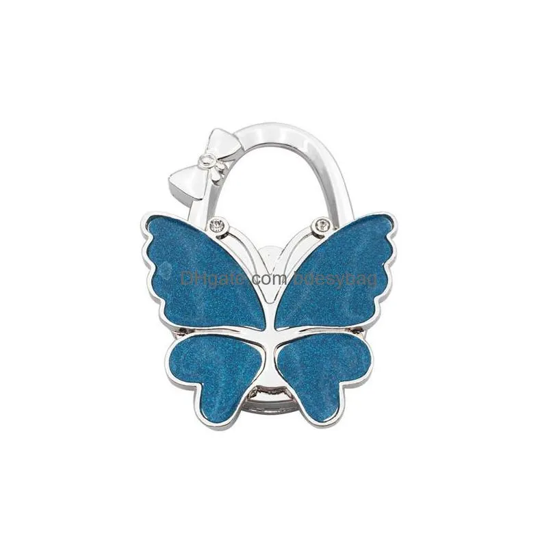 metal foldable bag purse hook bag hanger/purse hook/handbag holder shell bag folding table butterfly bling colors za5220