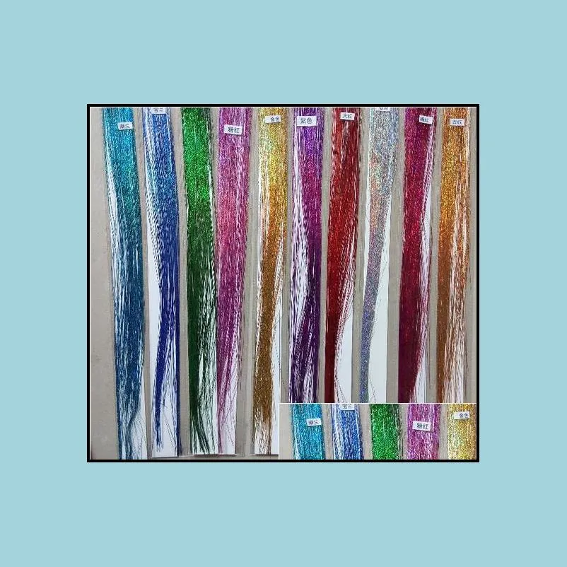 colorful metallic glitter tinsel laser fibre hair wig hair extension accessories hairpiece clip in cosplay wig party event festive