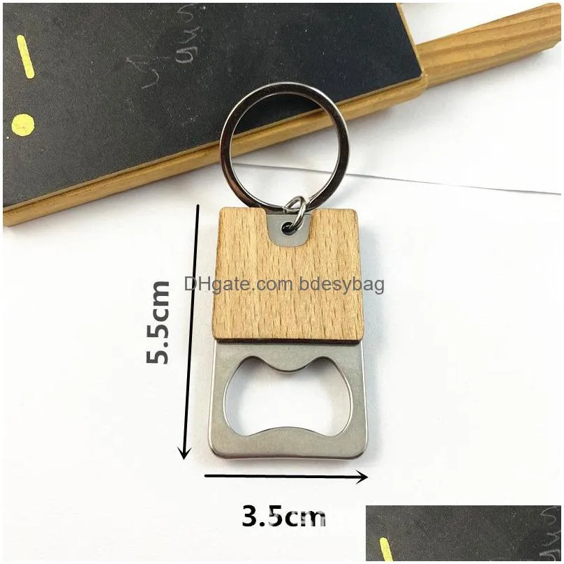 portable small bottle opener with wood handle wine beer soda glass cap bottle opener key chain for home kitchen bar lx4078