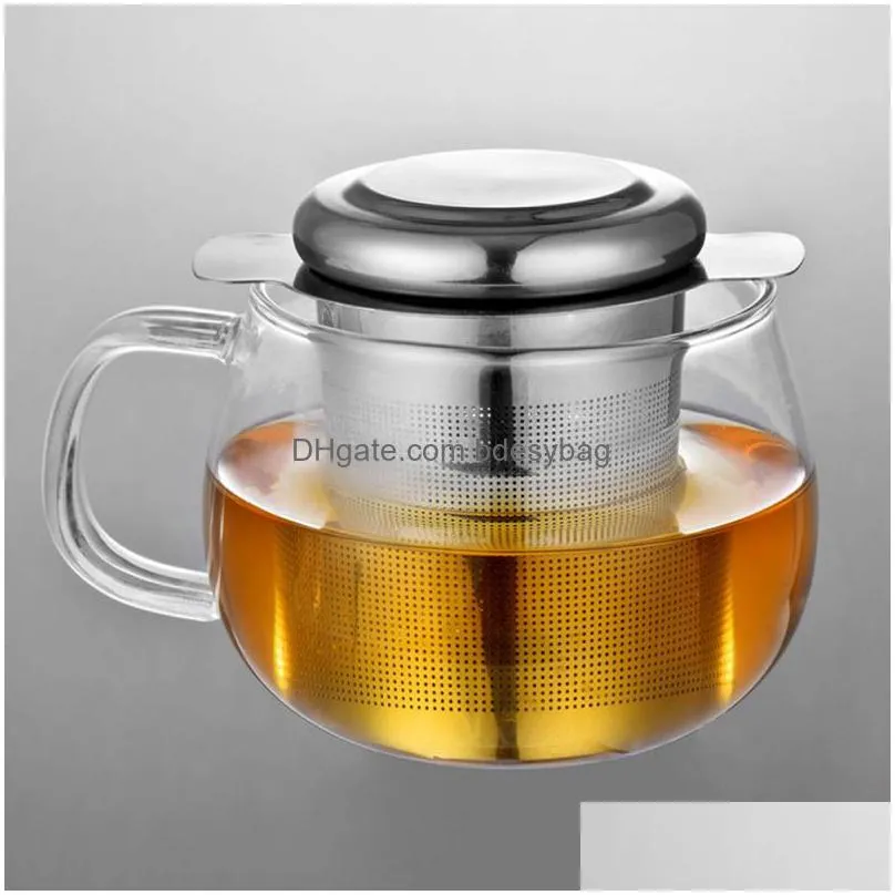 reusable stainless steel tea infuser basket fine mesh strainer with 2 handles lid tea and coffee filters for loose tea leaf lz0184