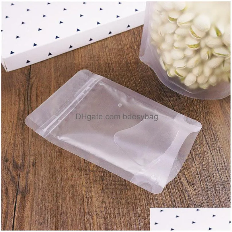 stand up frosted plastic self sealing bag matt translucent coffee beverage snack cookie baking packaging bag lz0587