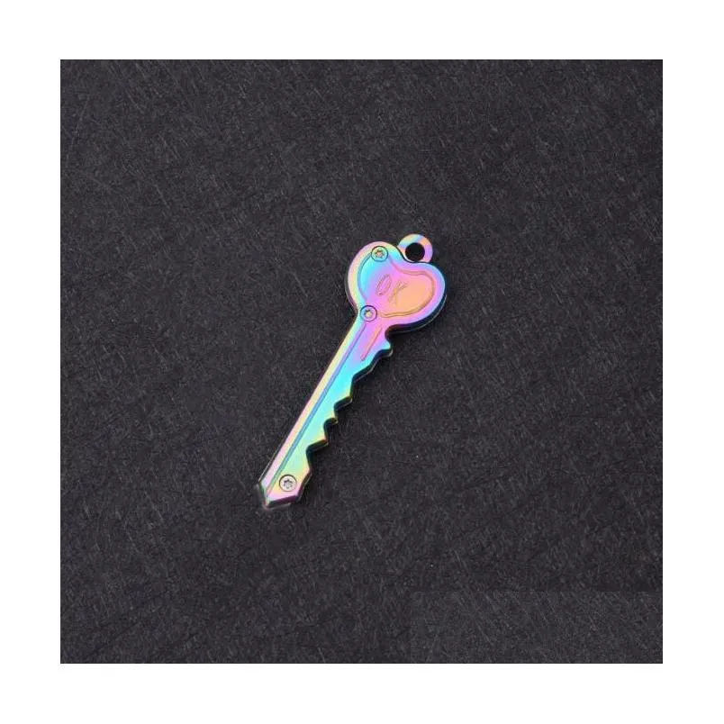 folding mini heart shape keychain defense keychain pendant pocket outdoor survival tool key knife for women man multicolors 9 colors