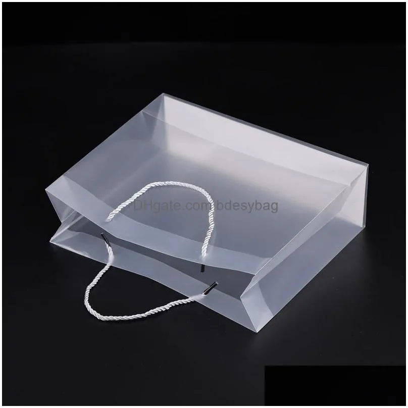 8 size frosted pvc plastic gift bags with handles waterproof transparent pvc bag clear handbag party favors bag custom logo lx1383