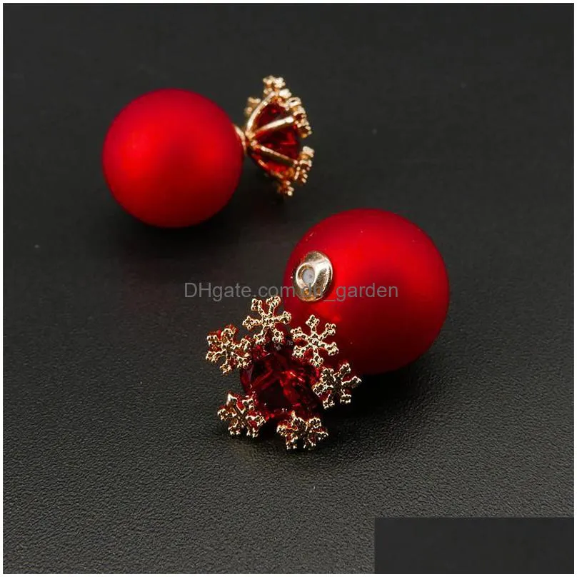 new elegant snowflake stud earrings red ball flower earrings for women 925 sterling silver ear pin 3 colors