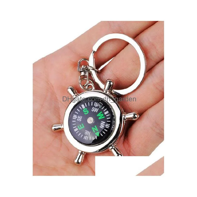 novelty compass keychain for car fashion key chains rings alloy hang charms nautical helm keyring creative multifunction accessories