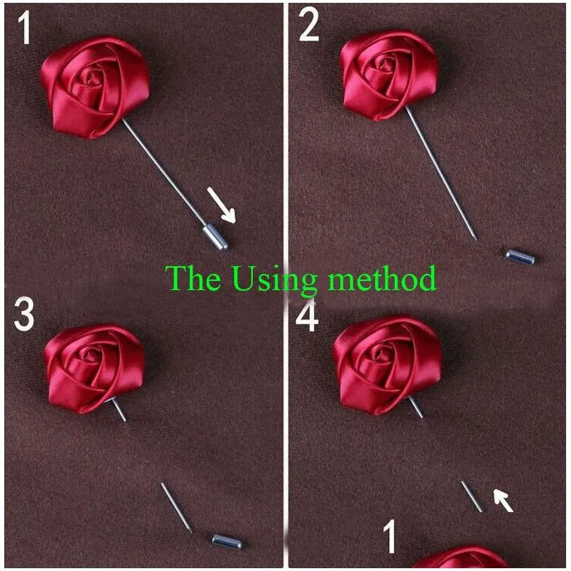 Decorative Flowers & Wreaths Wedding Boutonniere Floral Stain Silk Rose Flower 16 Color Available Groom Groomsman Man Pin Brooch Cor S Dh1Ko